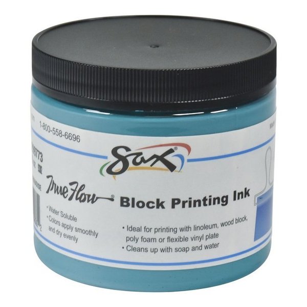 Sax True Flow Water Soluble Block Printing Ink, 1 Pint Jar, Turquoise 1299773